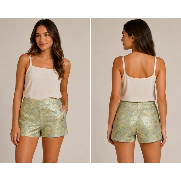 J. Crew Factory Pants - J. Crew Factory Metallic Gold Brocade Jean Shorts
